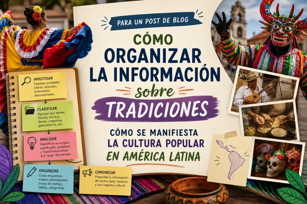cómo organizar la información sobre tradiciones Cómo se manifiesta la cultura popular en América Latina