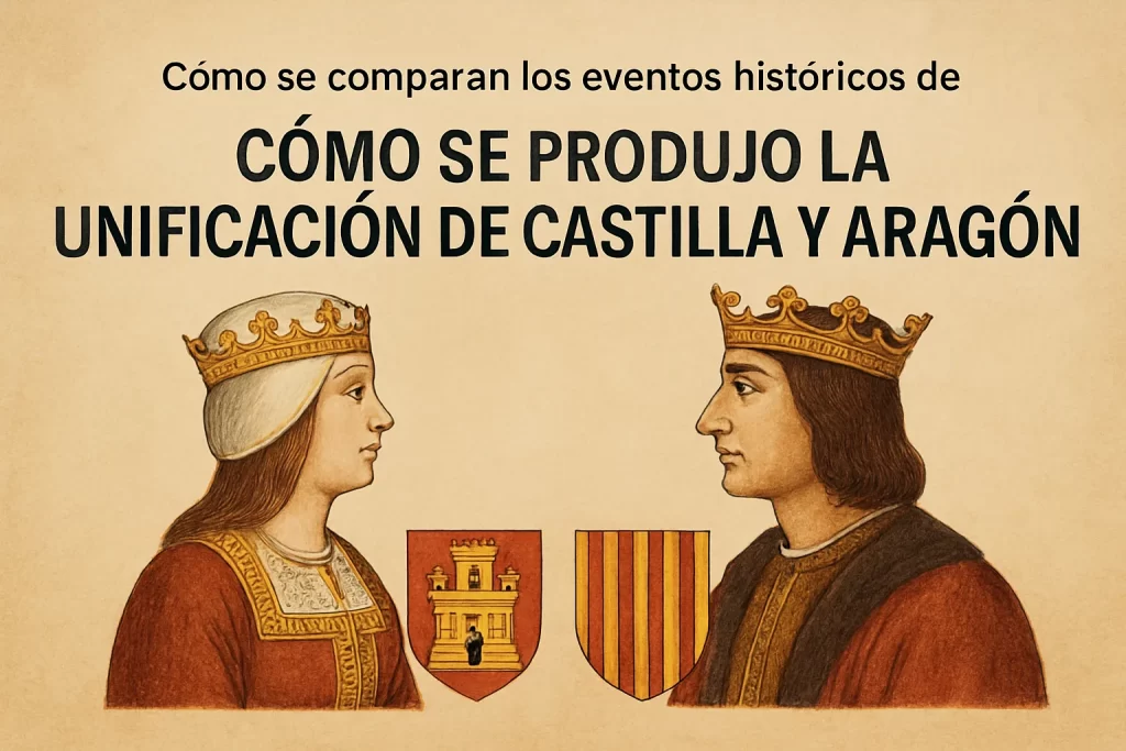 cómo se comparan los eventos históricos de Cómo se produjo la unificación de Castilla y Aragón