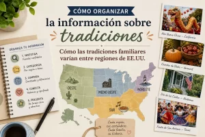 cómo organizar la información sobre tradiciones Cómo las tradiciones familiares varían entre regiones de EE.UU.