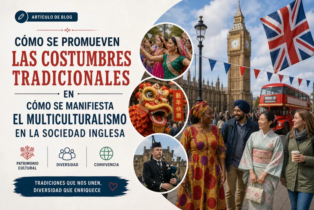 cómo se promueven las costumbres tradicionales en Cómo se manifiesta el multiculturalismo en la sociedad inglesa